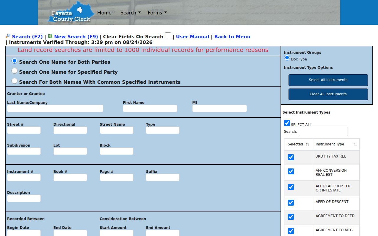 Fayette County residents directory deed index